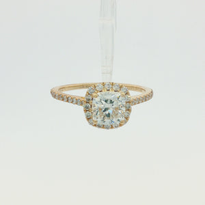 14K Yellow Gold Halo Lab-Grown Diamond Engagement Ring