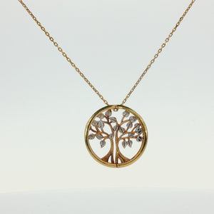 14K Yellow Gold Two-Tone Tree of Life Necklace
