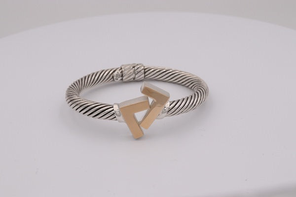 925 Silver/14k gold Tone 8mm cable bracelet