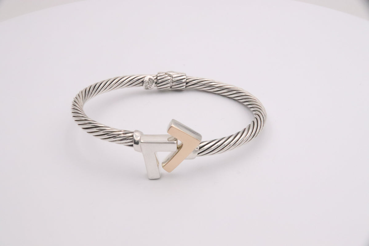 925 Silver/14k Two-Tone 4 mm cable bracelet