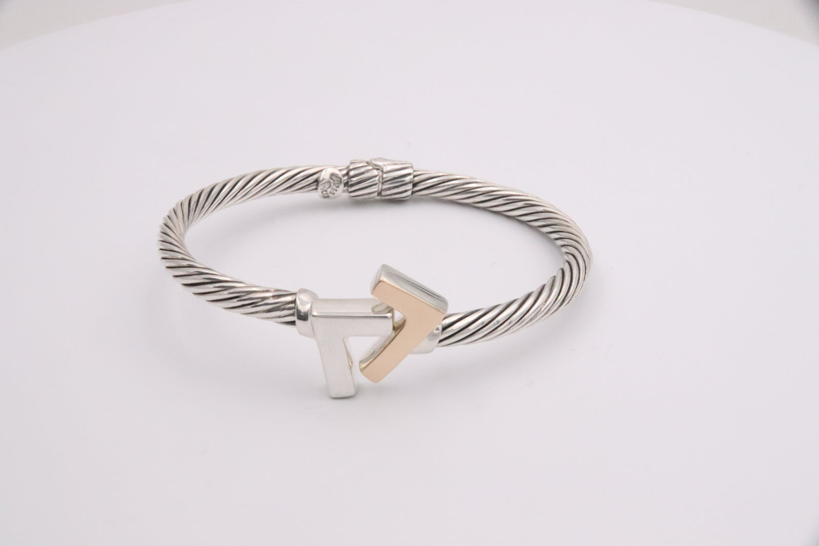 925 Silver/14k Two-Tone 4 mm cable bracelet