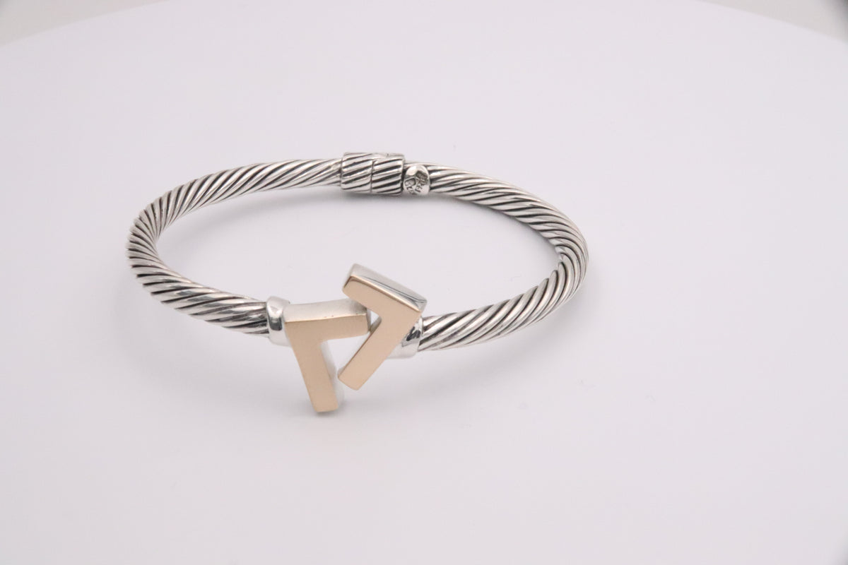 925 Silver/14k Gold Tone 4 mm cable bracelet