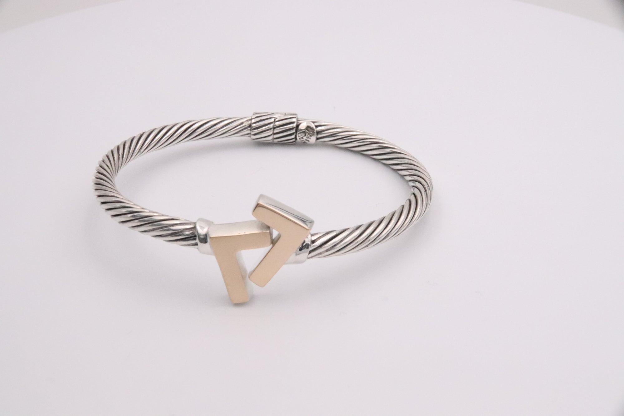 925 Silver/14k Gold Tone 4 mm cable bracelet