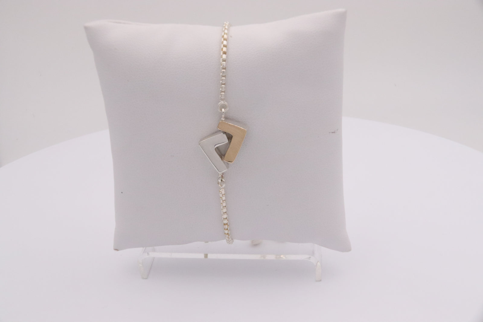 925 Silver/14k Gold two-tones adjustable bracelet