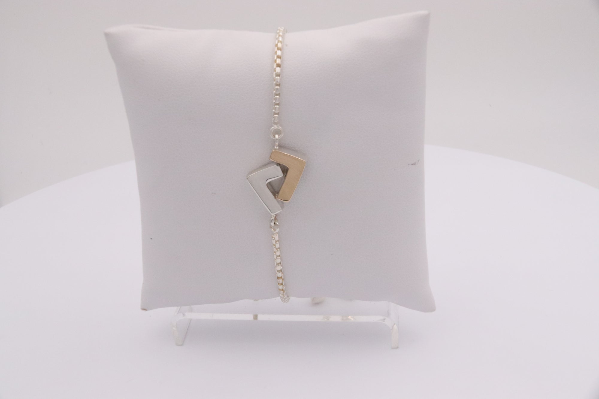 925 Silver/14k Gold two-tones adjustable bracelet