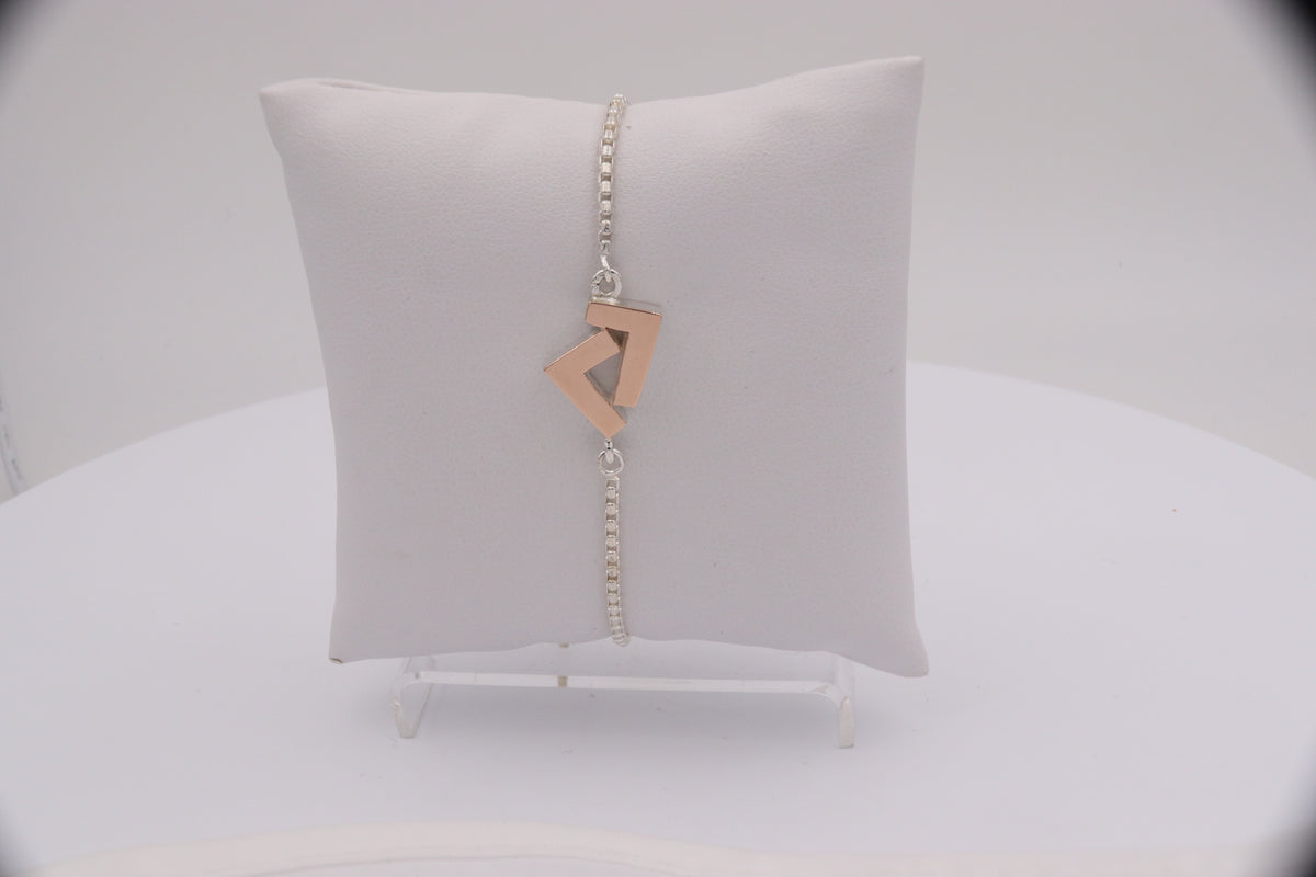 925 Silver/14k Rose Gold adjustable bracelet