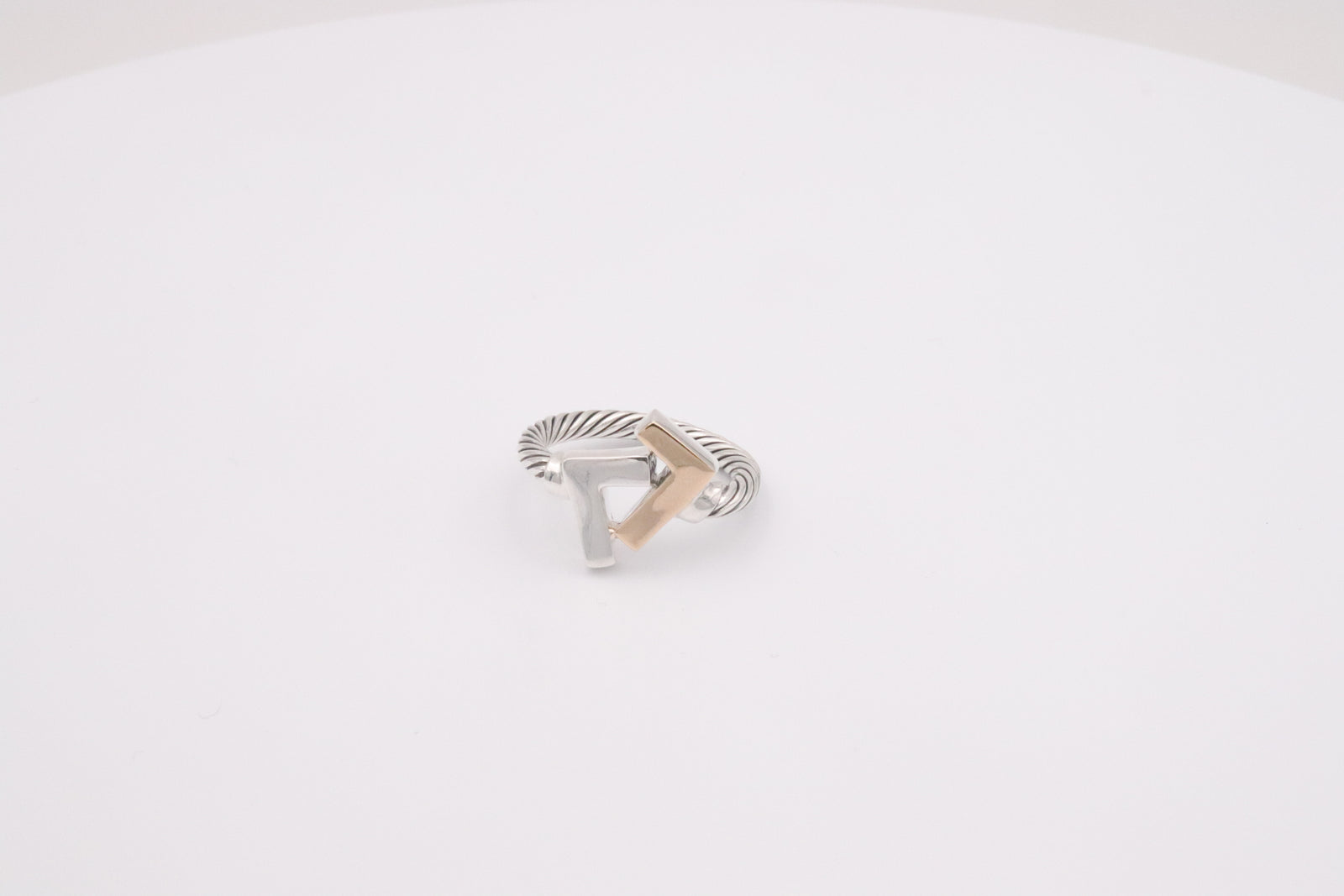 925 Silver/14k Two-Tone Cable Ring