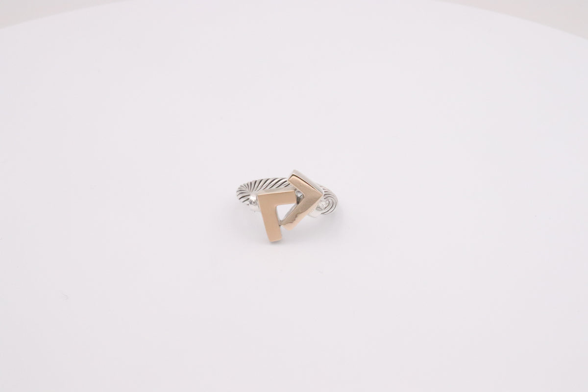 925 Silver/14k Seven Gold-Tone Cable Ring