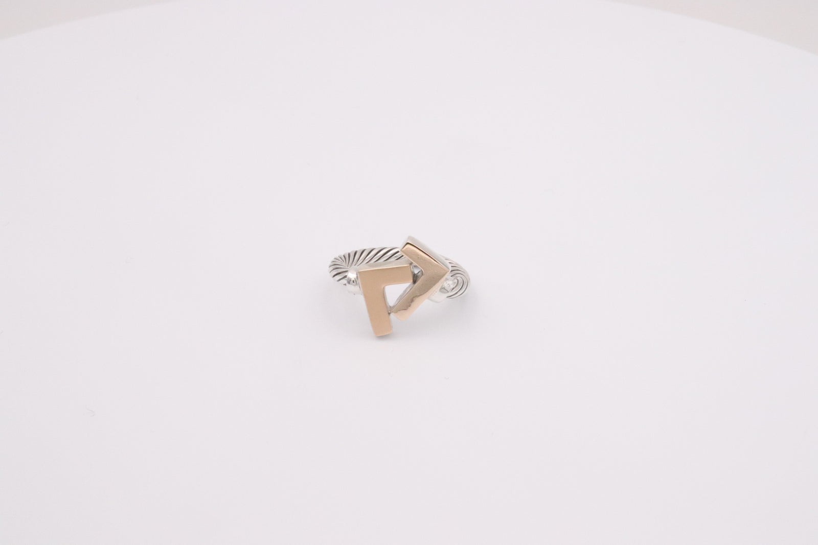 925 Silver/14k Seven Gold-Tone Cable Ring