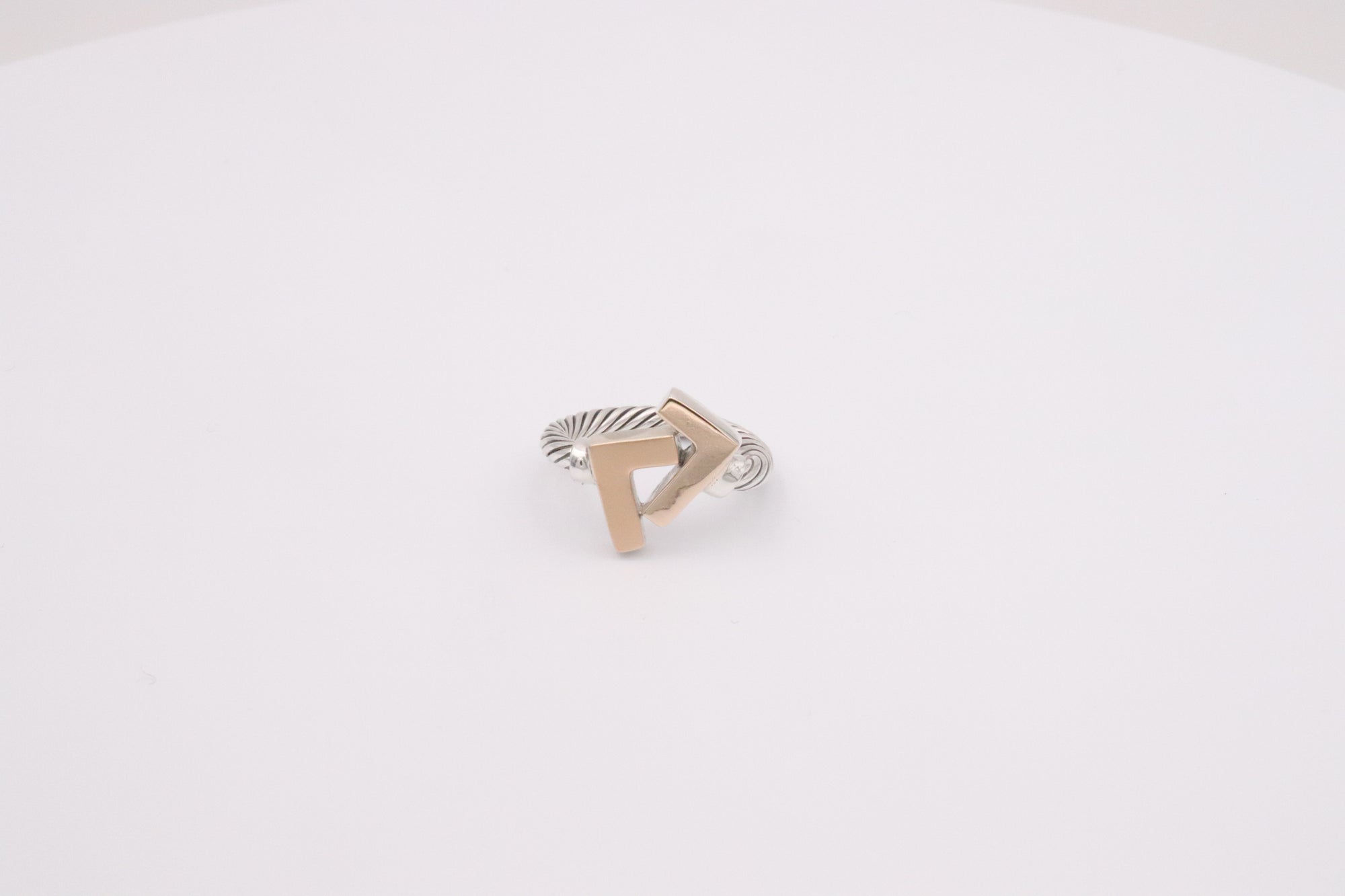 925 Silver/14k Seven Gold-Tone Cable Ring
