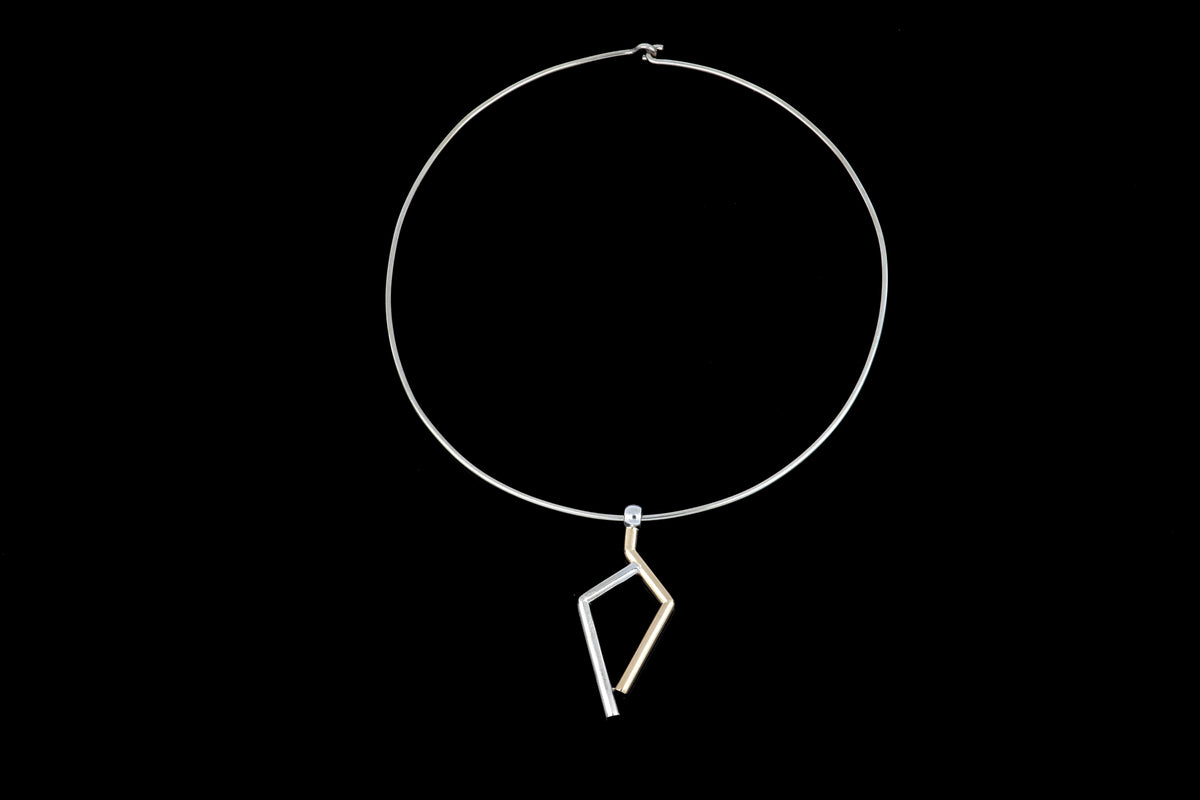 seven 925s/14k two tone wire-tube necklace