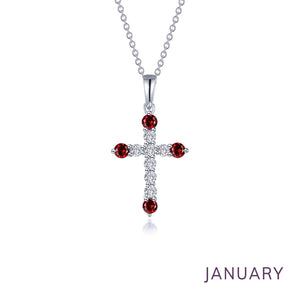 February Birthstone Cross Necklace