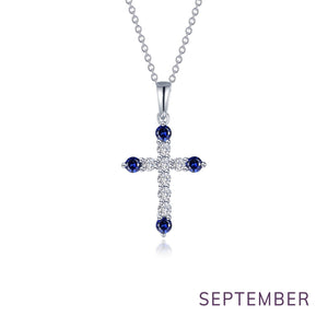 September Birthstone Cross Necklace