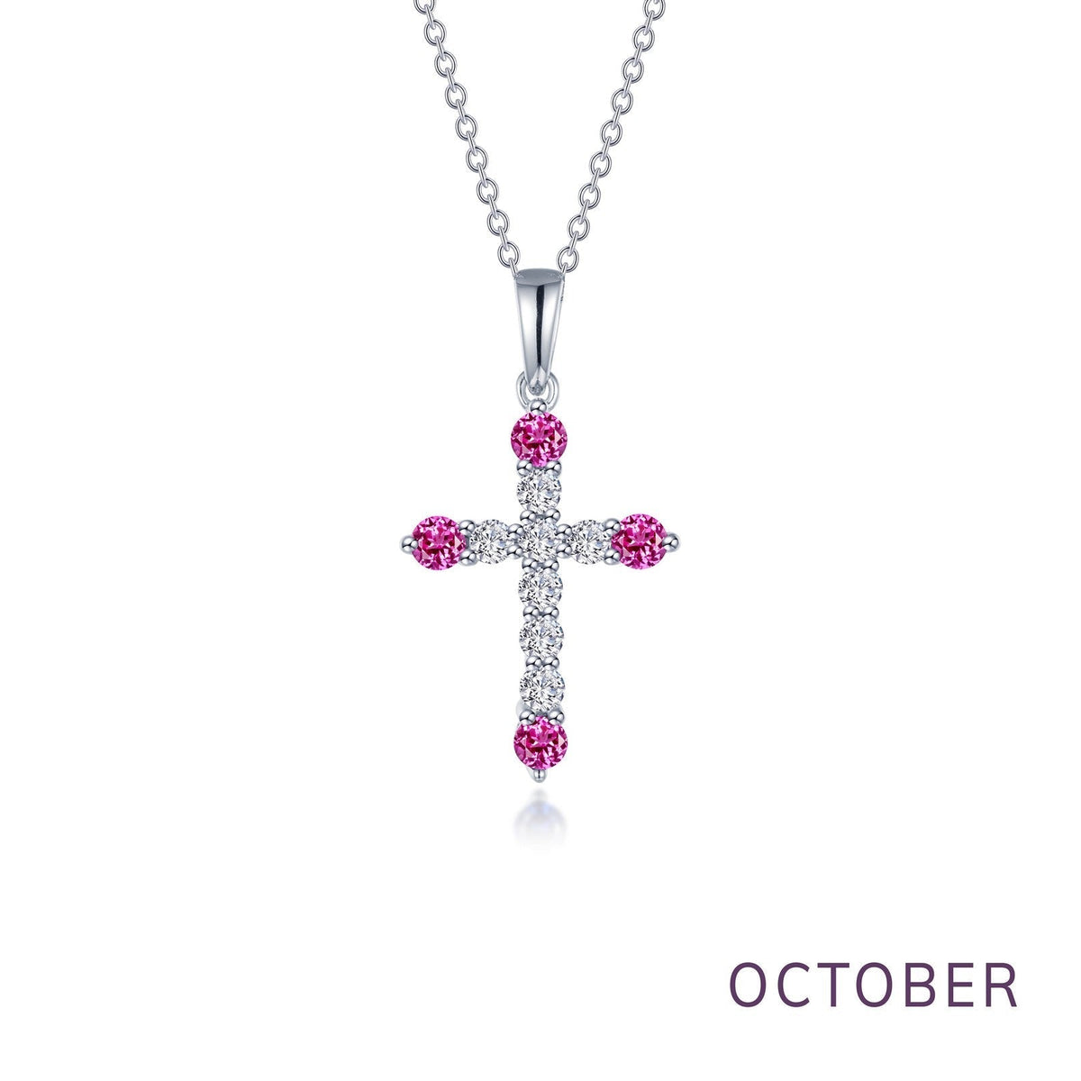 March Birthstone Cross Necklace