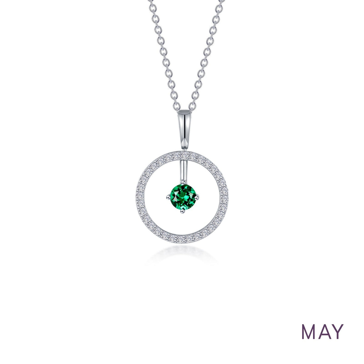 March Birthstone Reversible Open Circle Necklace
