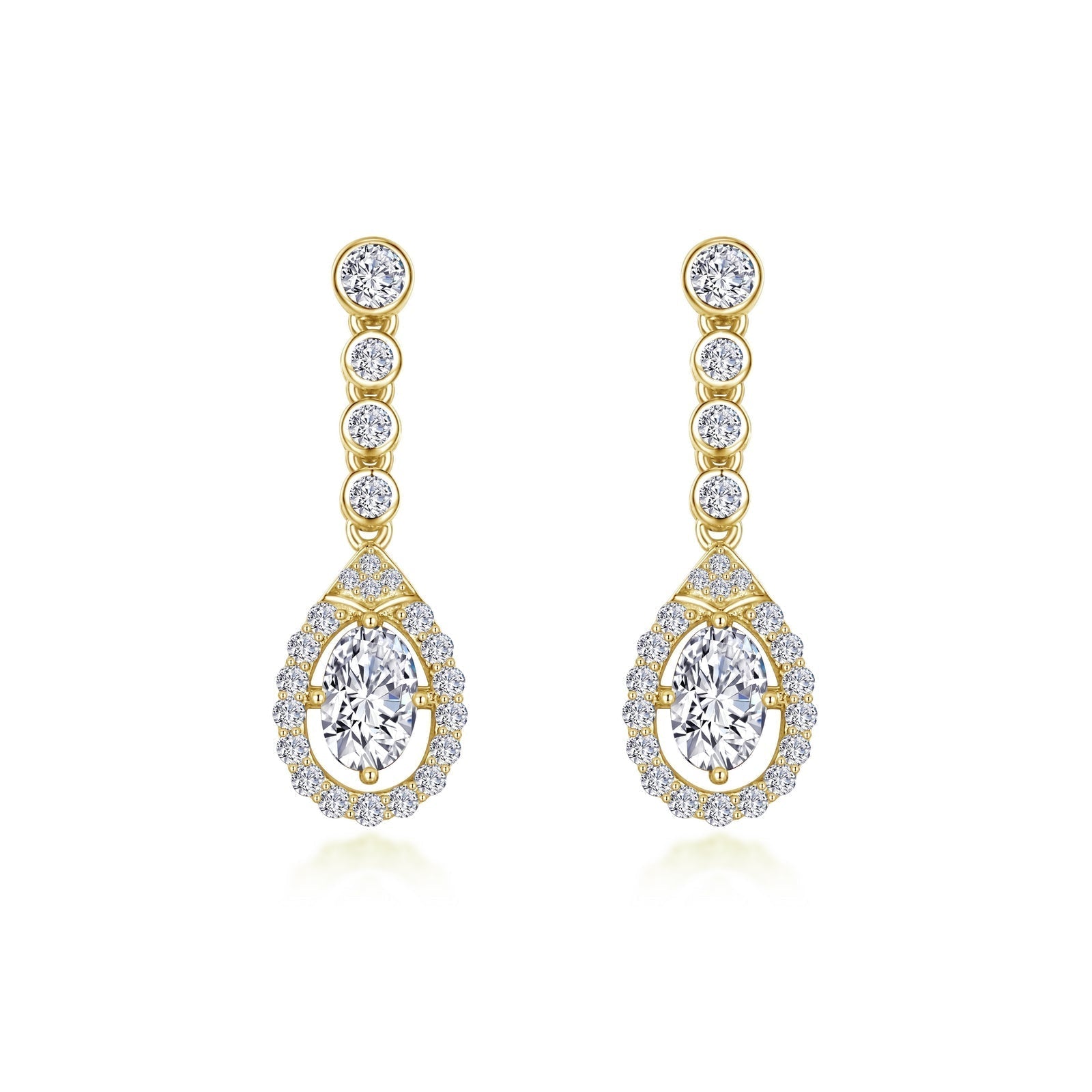 Oval Halo Drop Earrings
