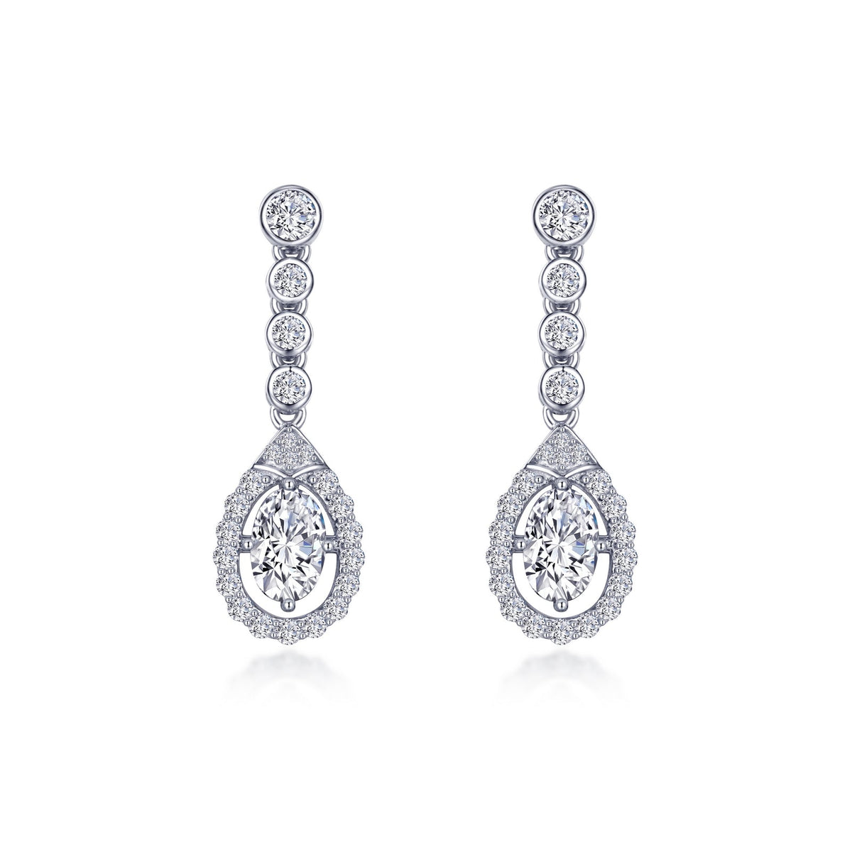 Oval Halo Drop Earrings