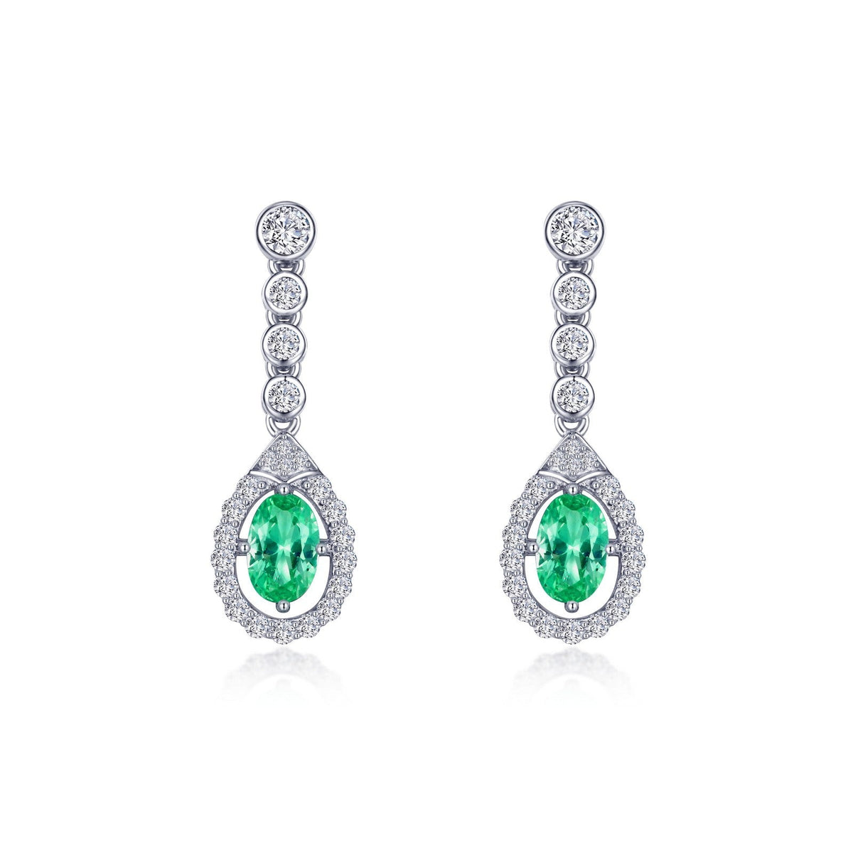 Oval Halo Drop Earrings