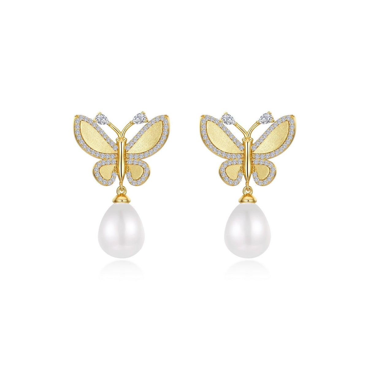 Statement Butterfly with Cultured Freshwater Pearl Drop Earrings