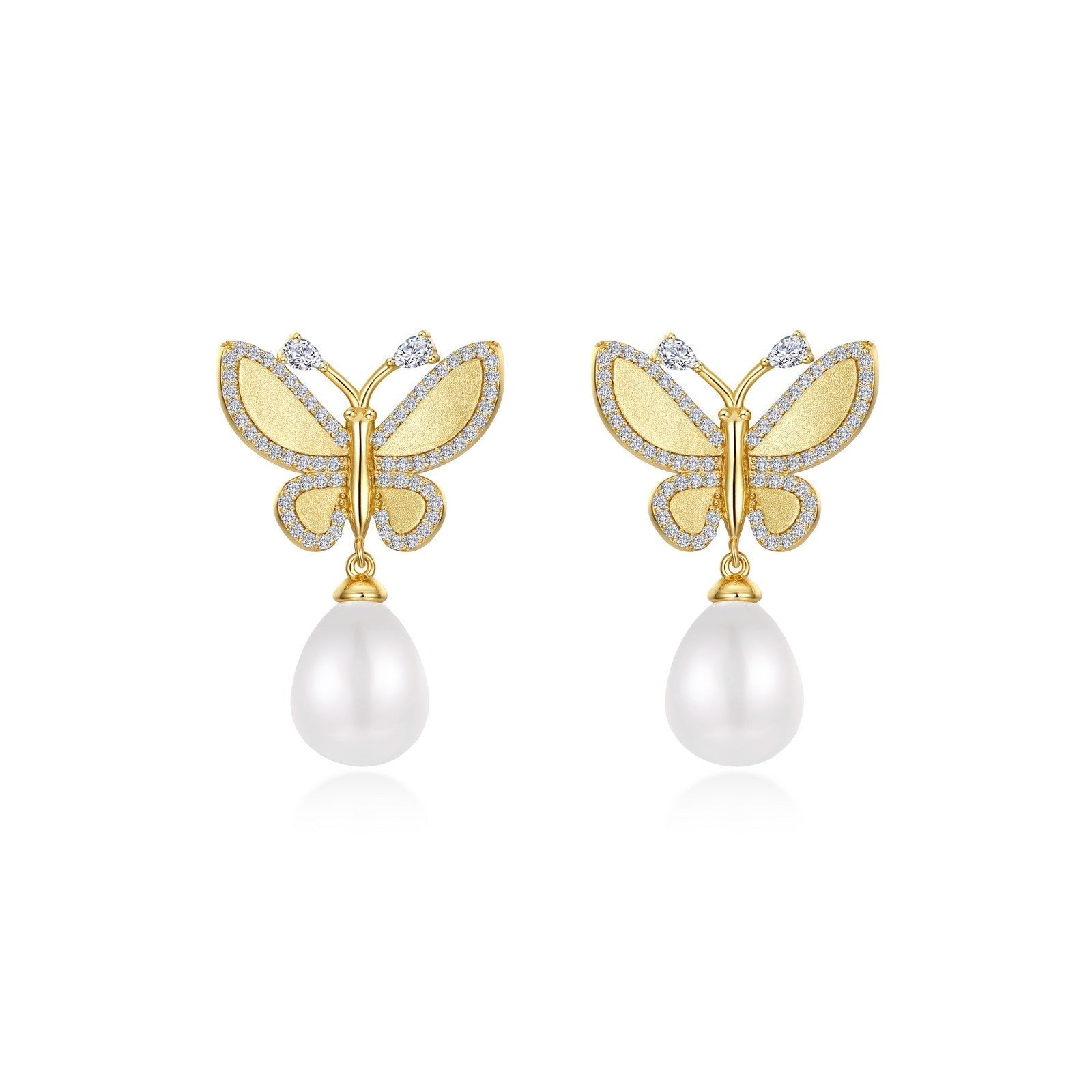 Statement Butterfly with Cultured Freshwater Pearl Drop Earrings