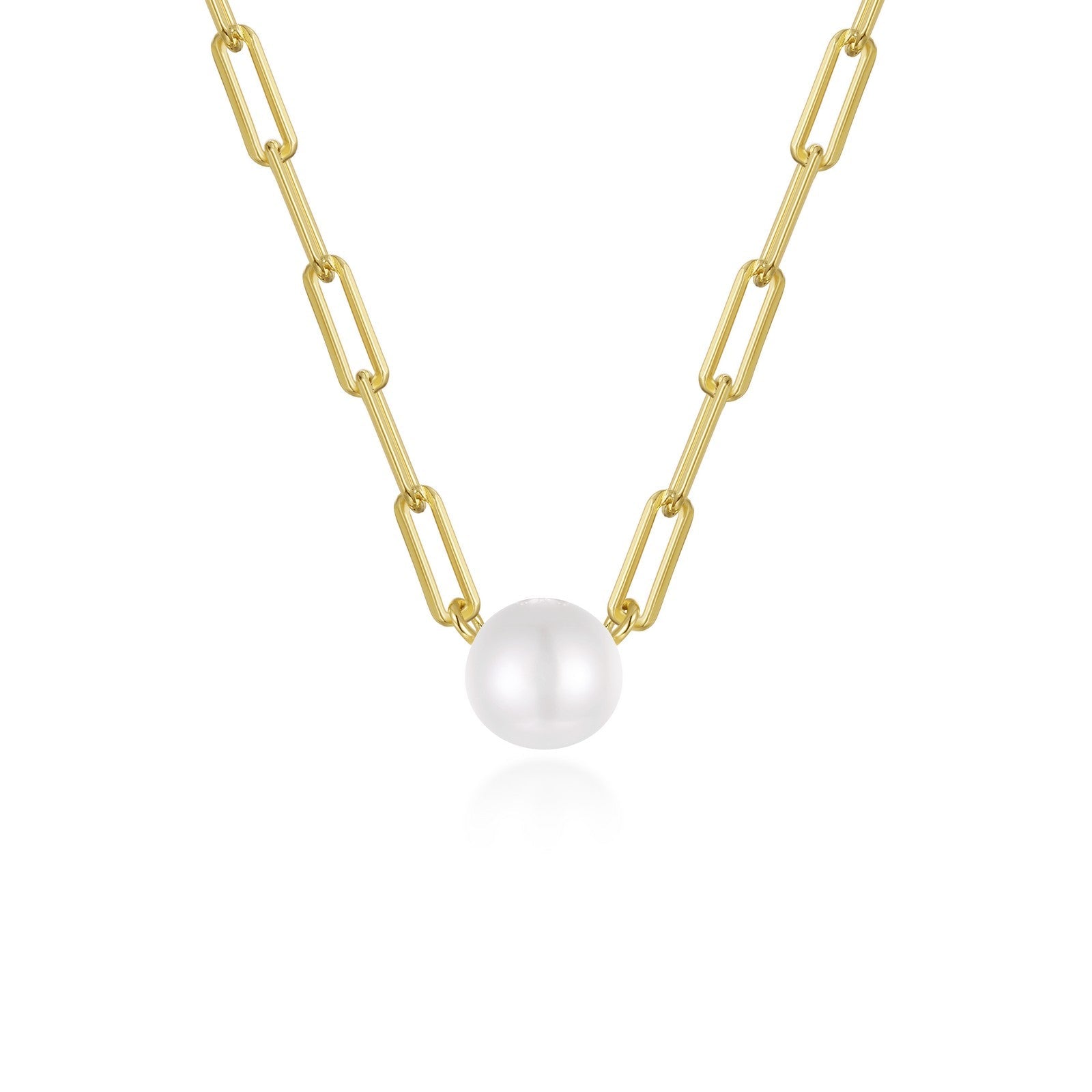 Paperclip Necklace with Cultured Freshwater Pearl