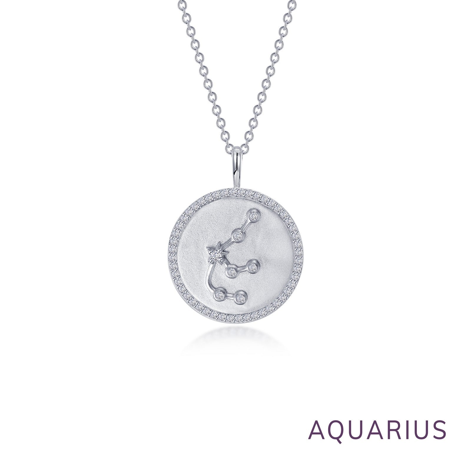 Zodiac Constellation Coin Necklace, Aquarius