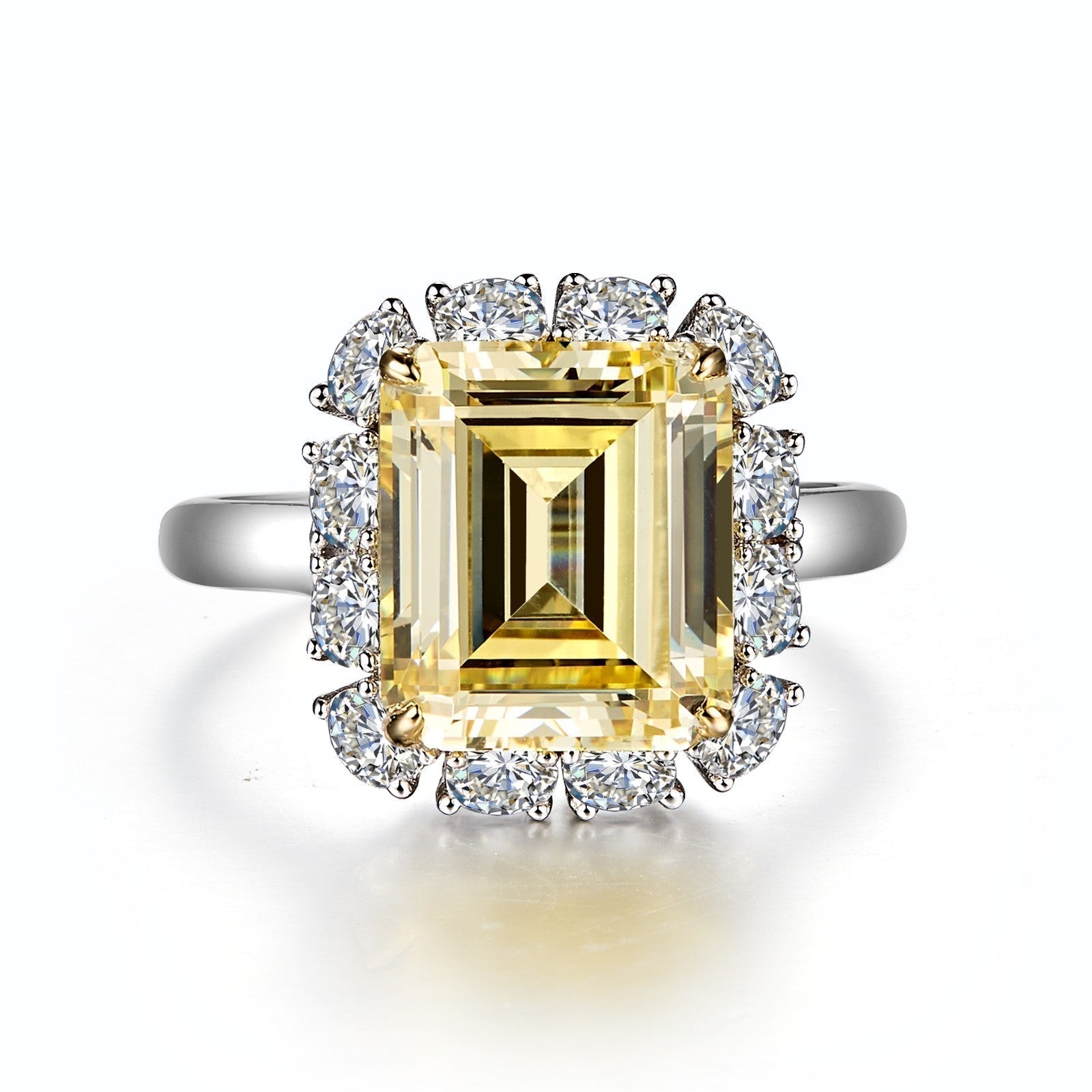 Emerald-Cut Halo Engagement Ring
