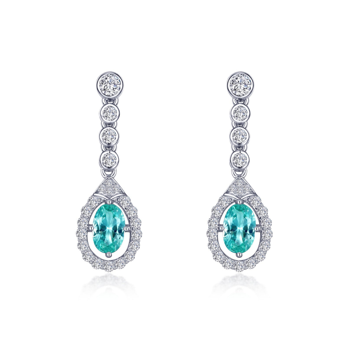 Oval Halo Drop Earrings