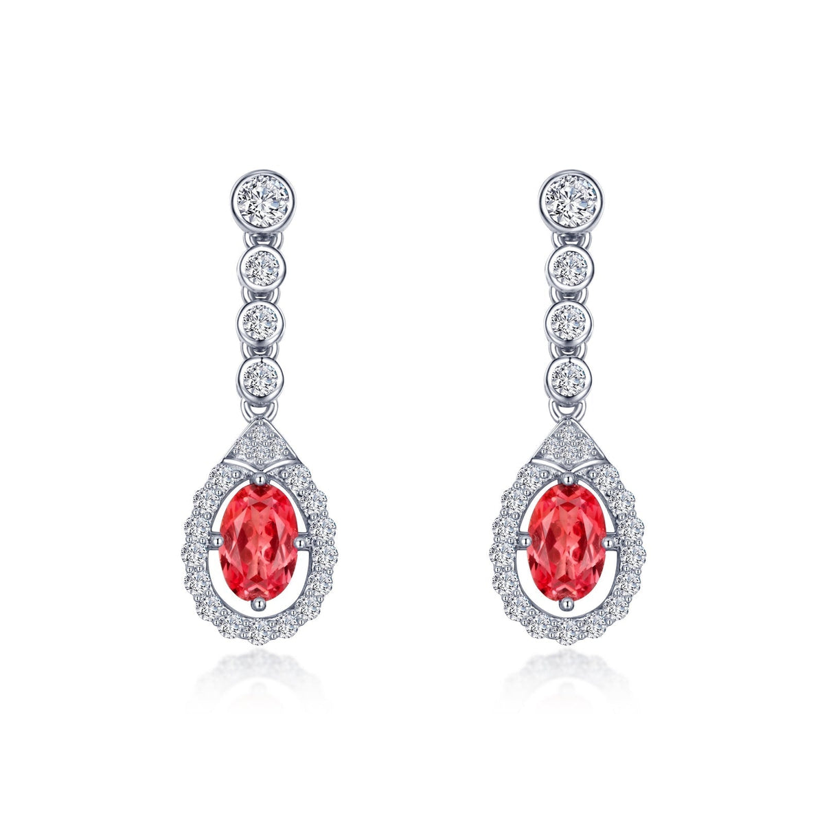 Oval Halo Drop Earrings