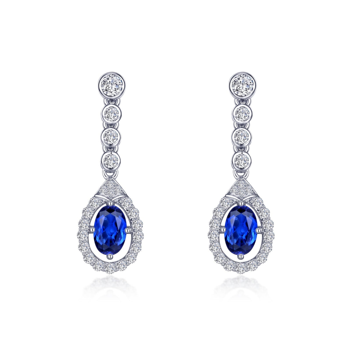 Oval Halo Drop Earrings