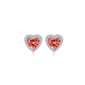 Fancy Lab-Grown Sapphire Halo Heart Earrings