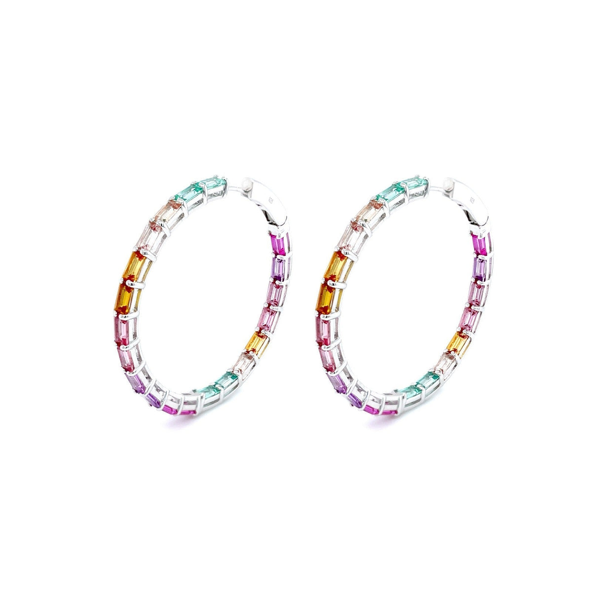 45 mm Fancy Lab-Grown Sapphire Hoop Earrings