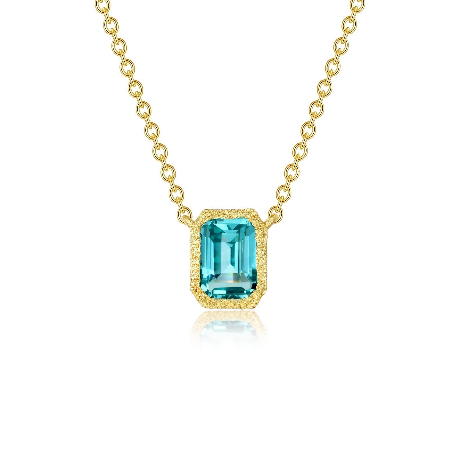 Fancy Lab-Grown Sapphire Solitaire Necklace