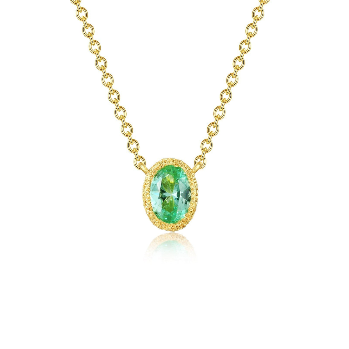 Fancy Lab-Grown Sapphire Solitaire Necklace