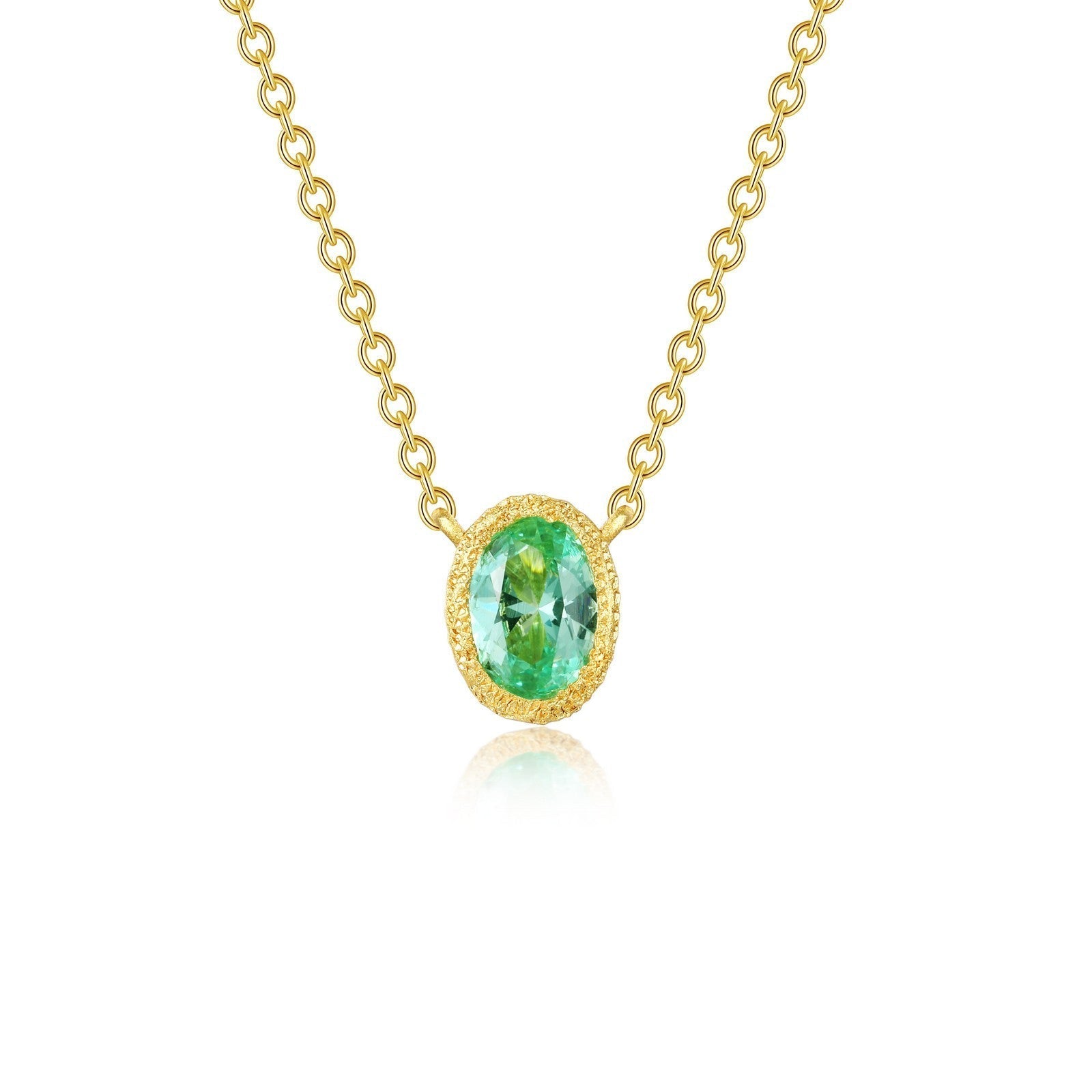 Fancy Lab-Grown Sapphire Solitaire Necklace