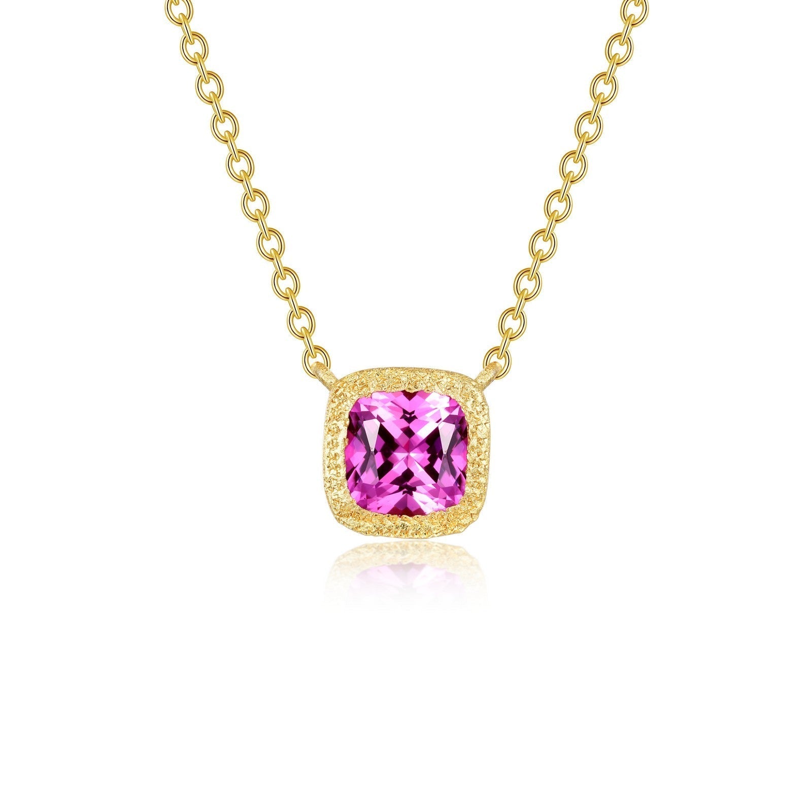 Fancy Lab-Grown Sapphire Solitaire Necklace