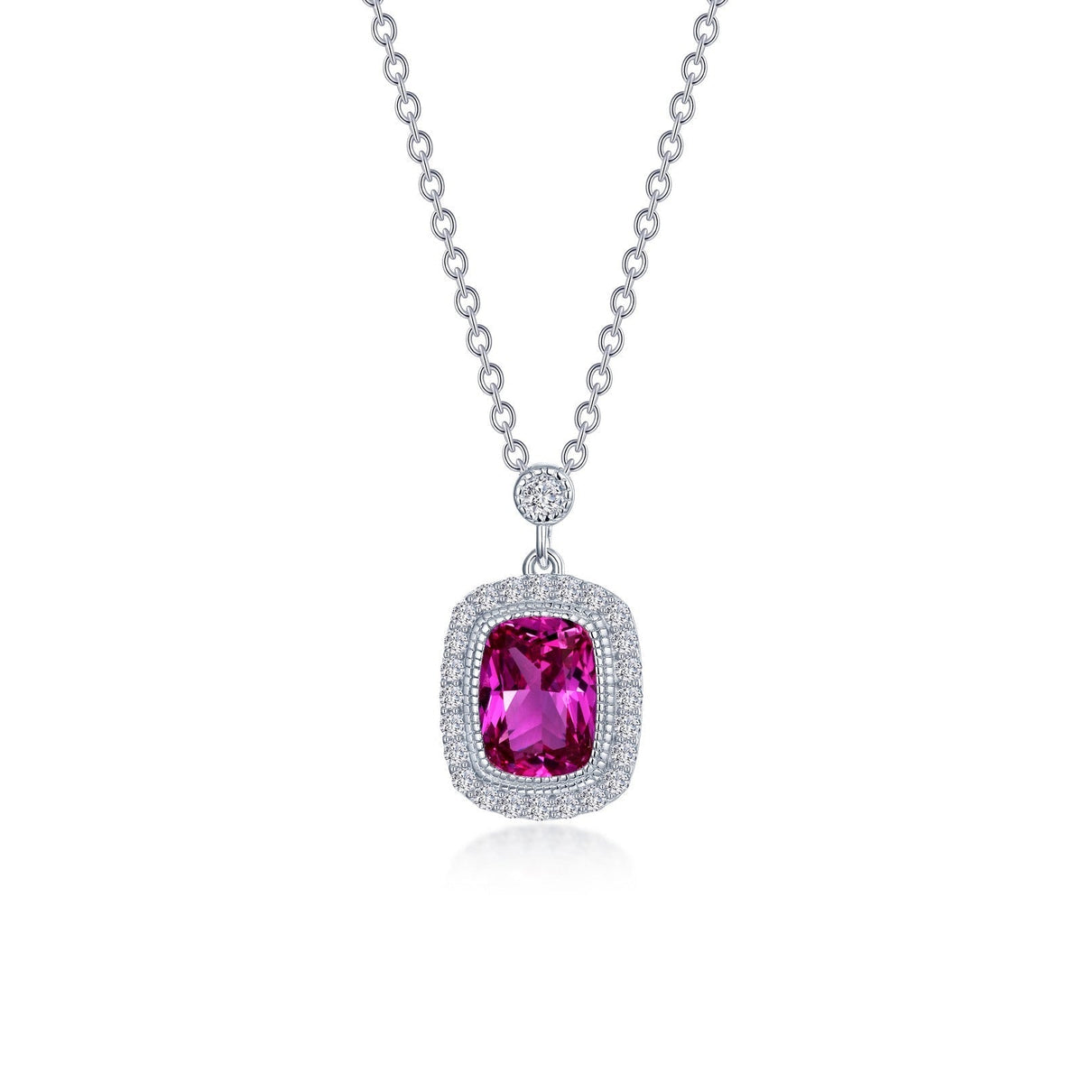 Cushion-Cut Halo Necklace