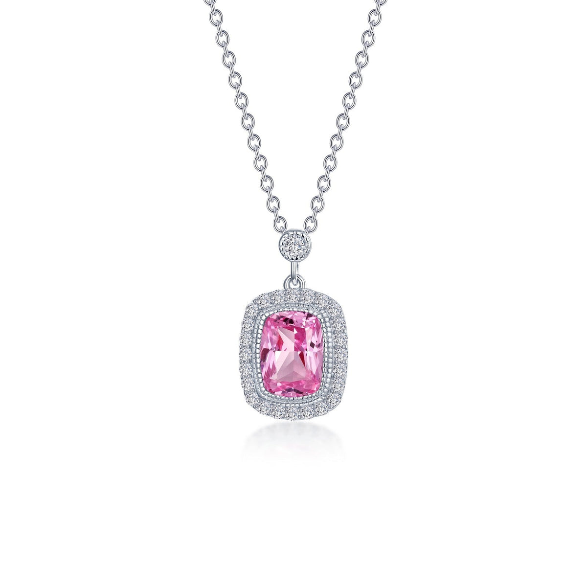 Cushion-Cut Halo Necklace