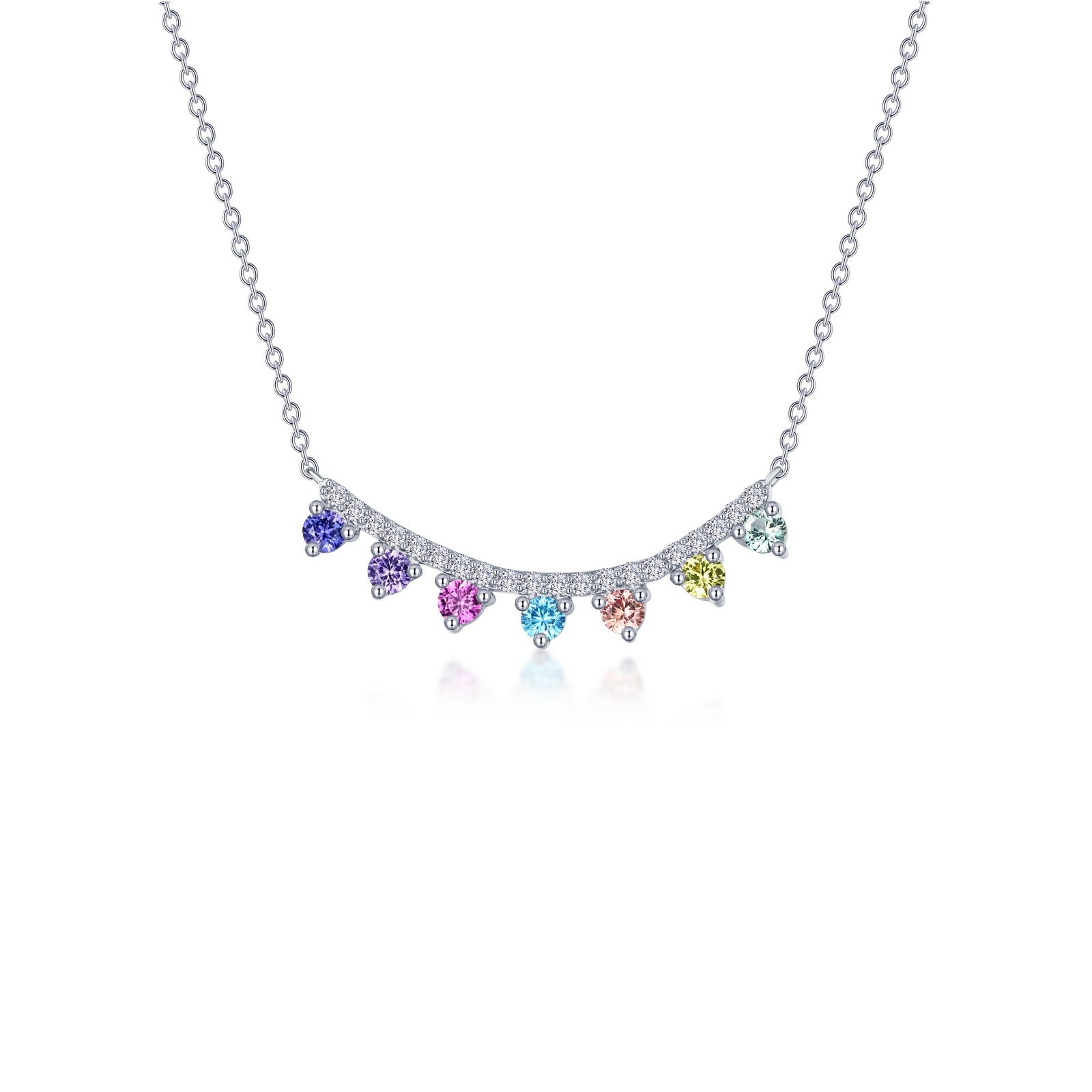 Fancy Lab-Grown Sapphire Curved Bar Necklace