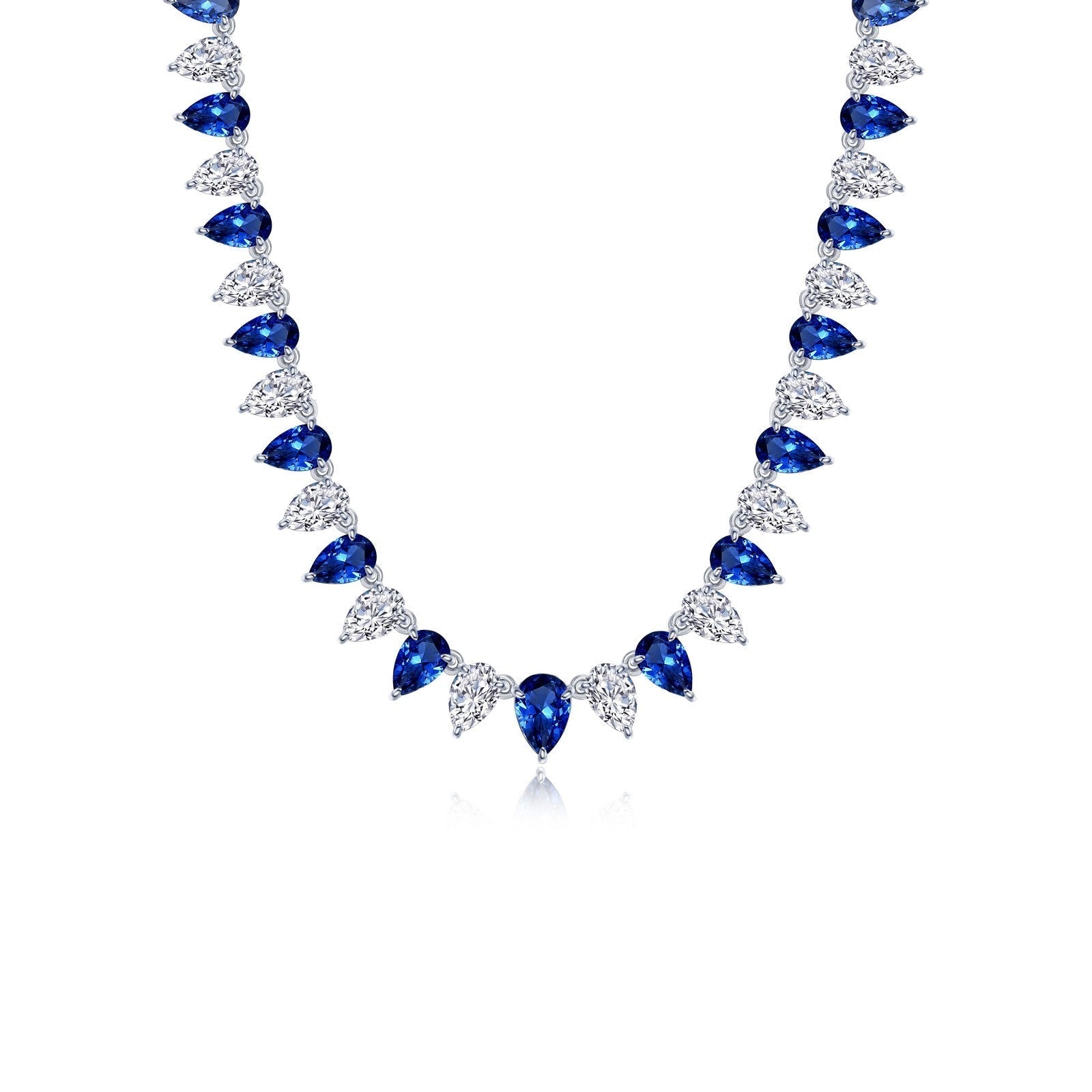 38 CTW Fancy Lab-Grown Sapphire Tennis Choker Necklace