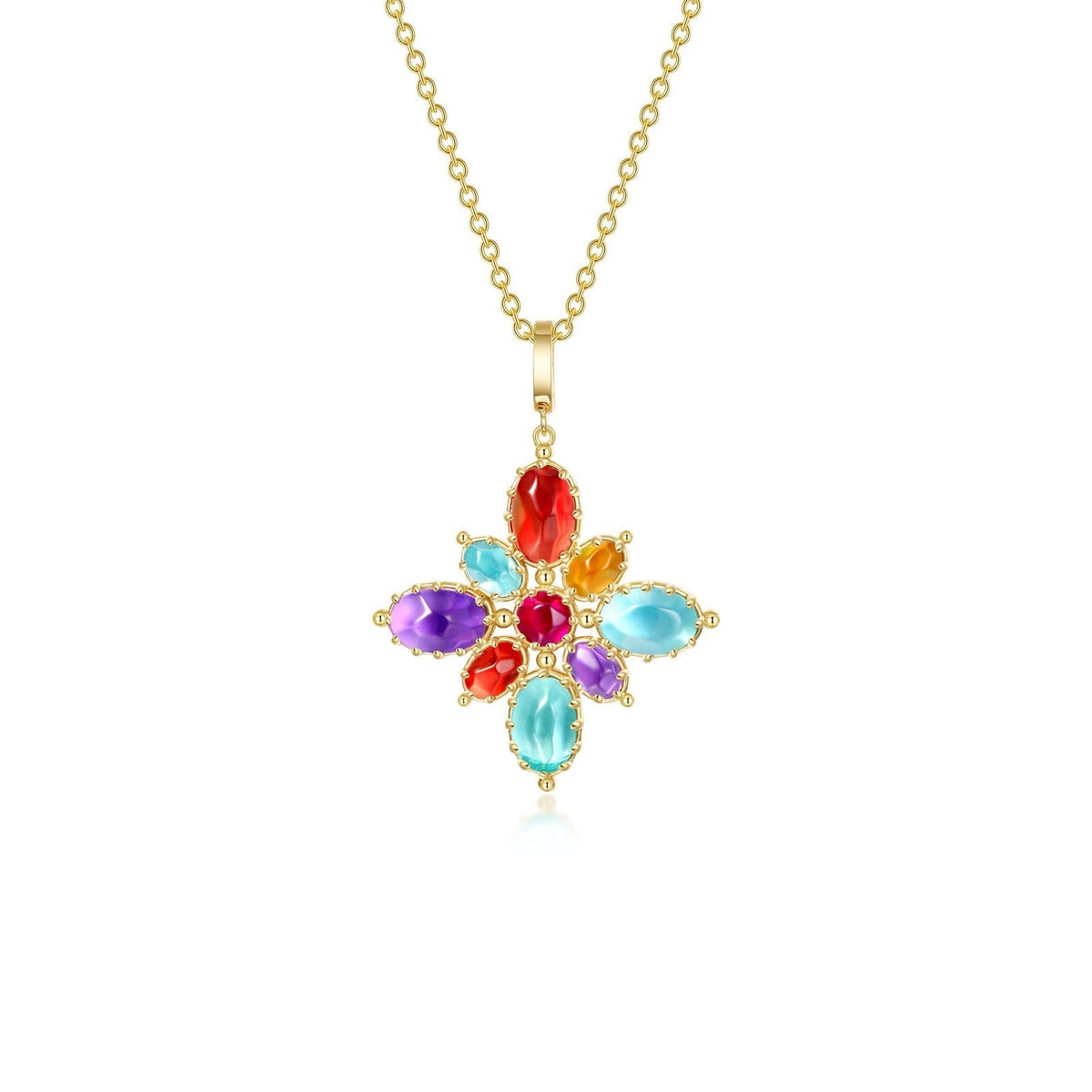 Fancy Lab-Grown Sapphire Flower Necklace