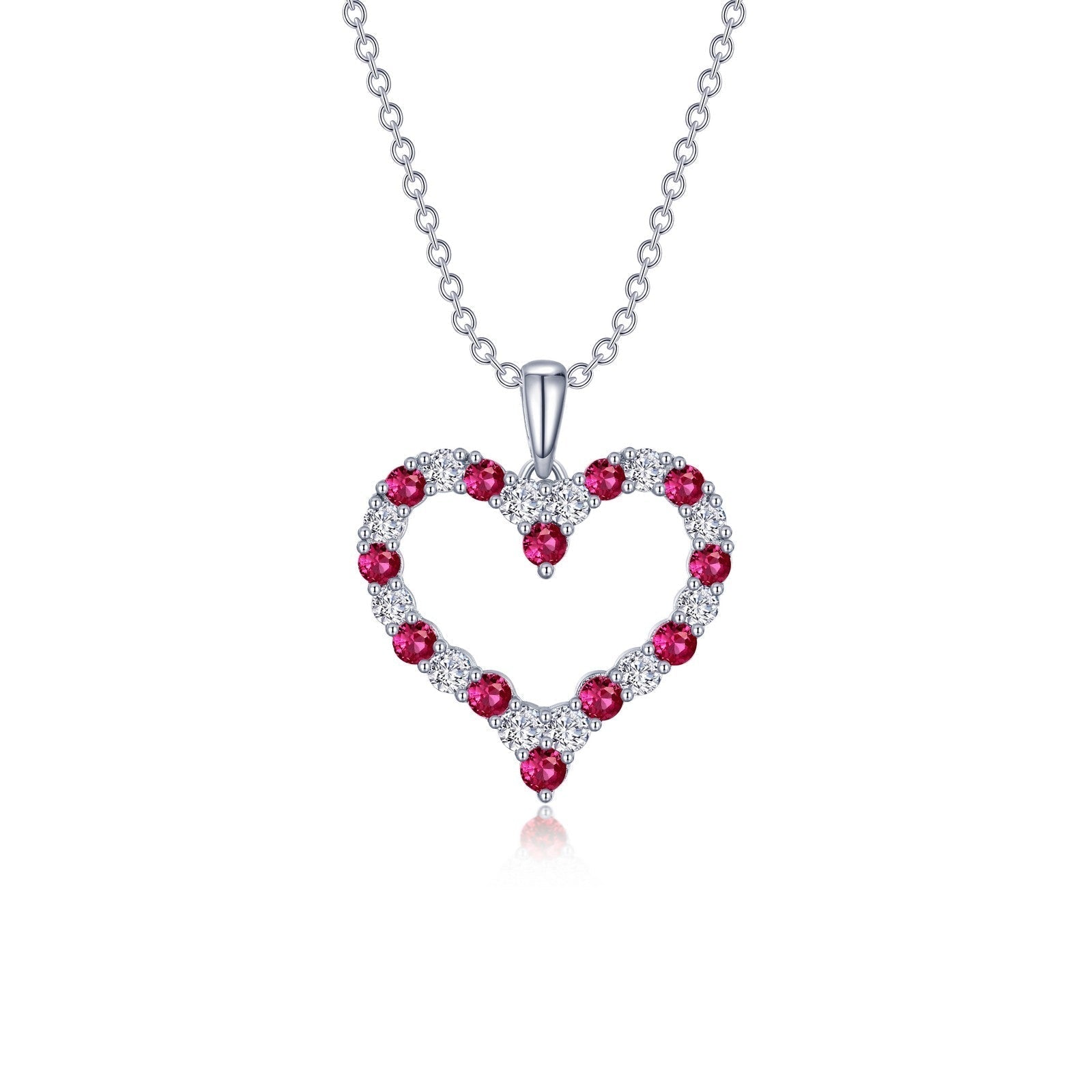 Fancy Lab-Grown Ruby Heart Pendant Necklace