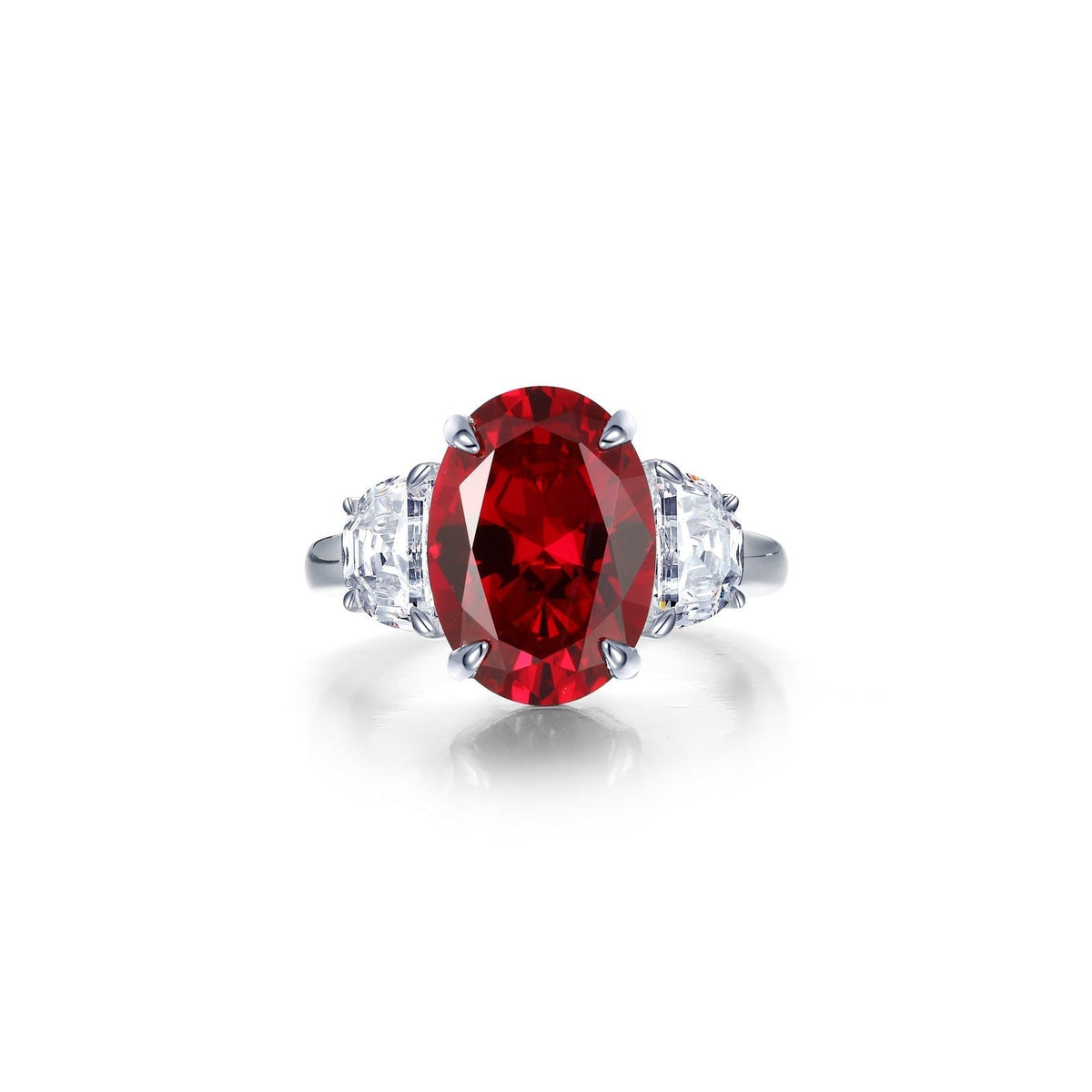 7 CTW Fancy Lab-Grown Ruby Three-Stone Ring