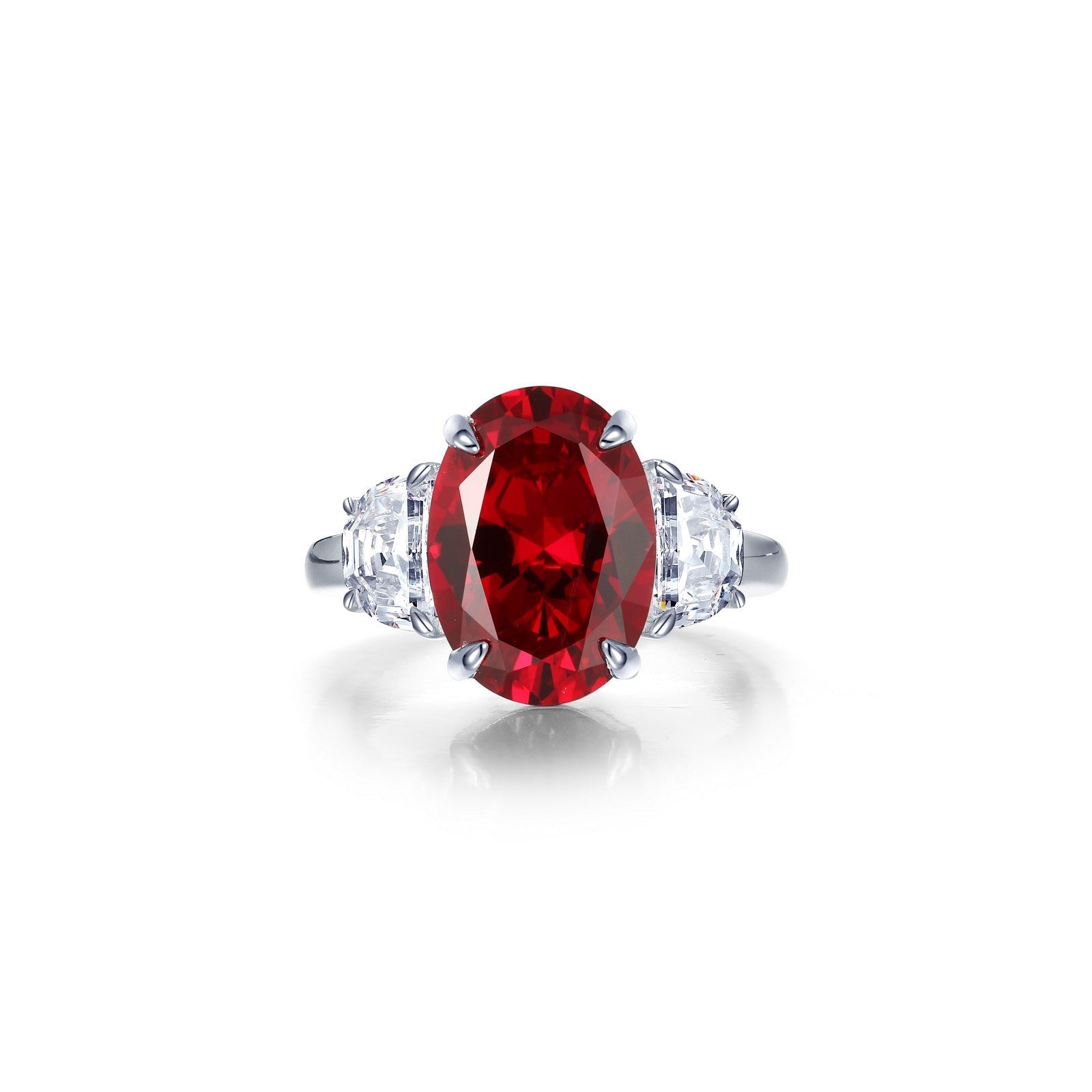 7 CTW Fancy Lab-Grown Ruby Three-Stone Ring